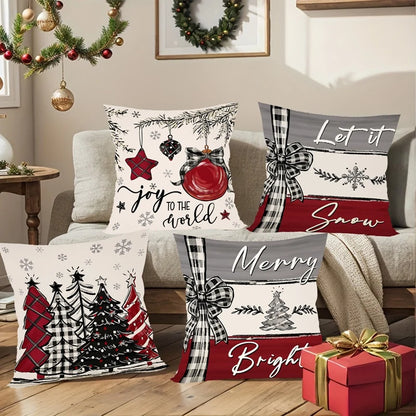 Rustikale Weihnachtskissenbezüge | Dekokissen Set 4 Stück 1