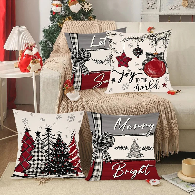 Rustikale Weihnachtskissenbezüge | Dekokissen Set 4 Stück 2