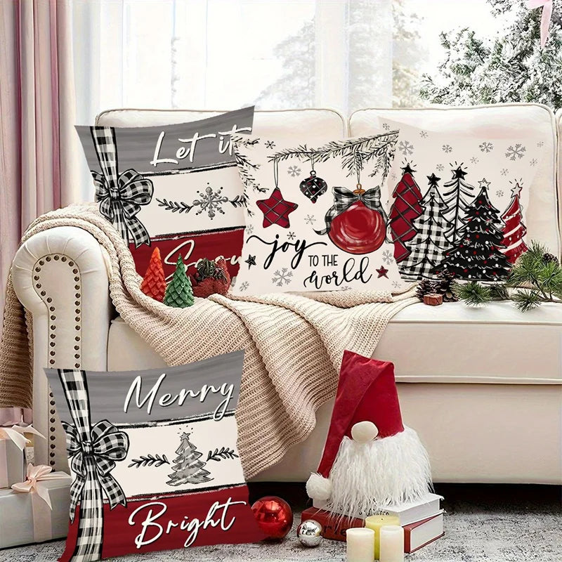 Rustikale Weihnachtskissenbezüge | Dekokissen Set 4 Stück 3