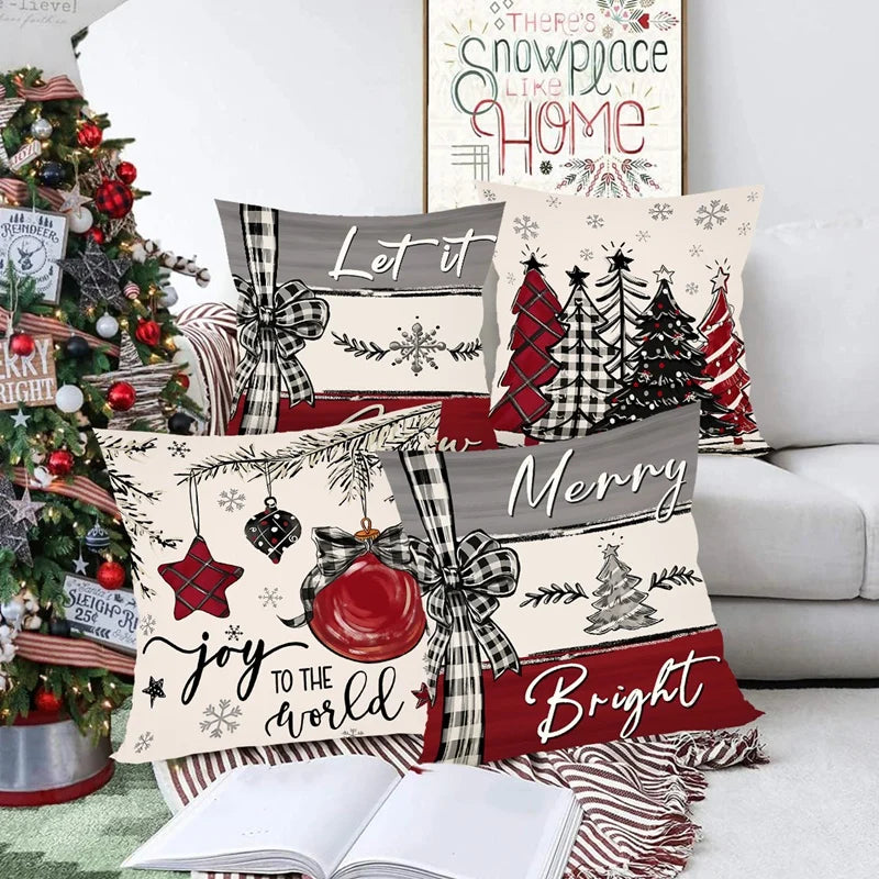 Rustikale Weihnachtskissenbezüge | Dekokissen Set 4 Stück 4