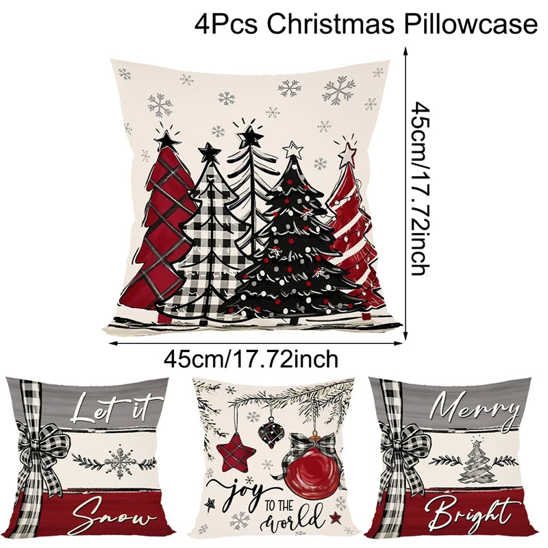 Rustikale Weihnachtskissenbezüge | Dekokissen Set 4 Stück 6