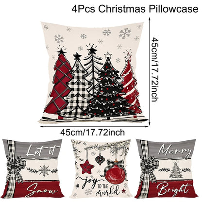 Rustikale Weihnachtskissenbezüge | Dekokissen Set 4 Stück 6