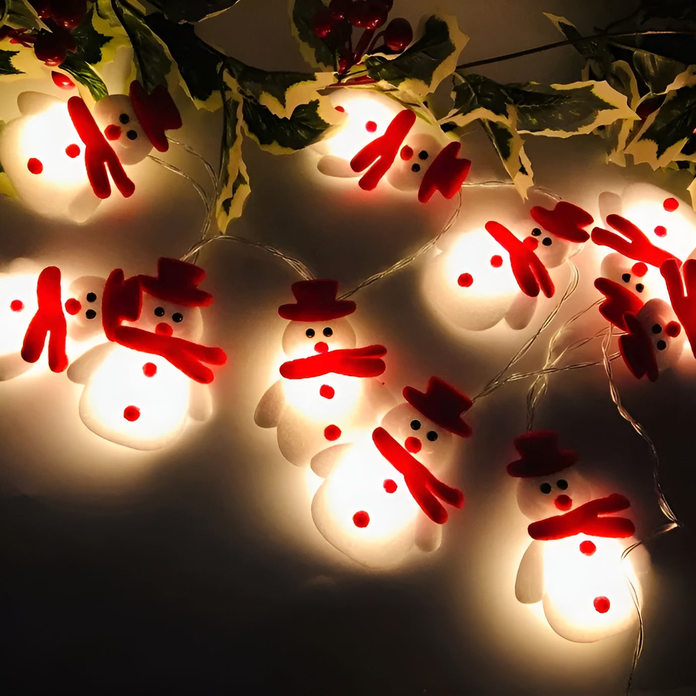 Schneemann Lichterkette | LED Weihnachtsbeleuchtung Außen 8