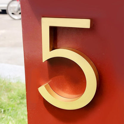 Schwimmende Hausnummer Messing | Hausnummernschild Art Deco 5