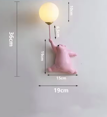 Modern LED Cartoon Wall Lamp – Minimalist Bear Wall Light with 3D Moon