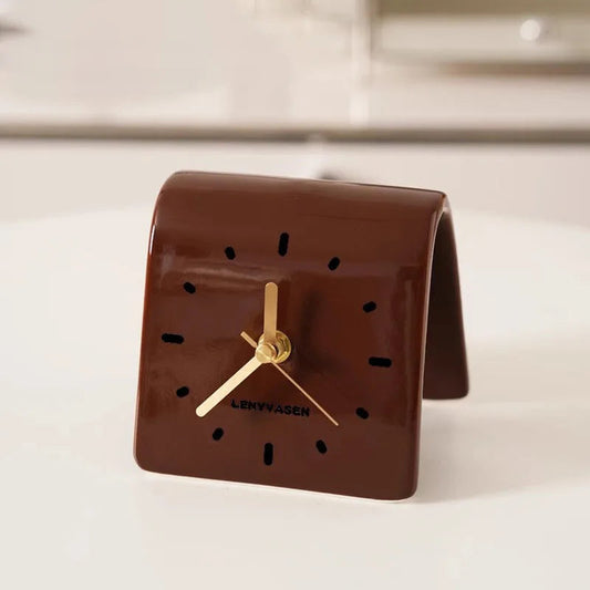 SculptiTime | Tischuhr Modern Braun 11,8 cm Keramik 0
