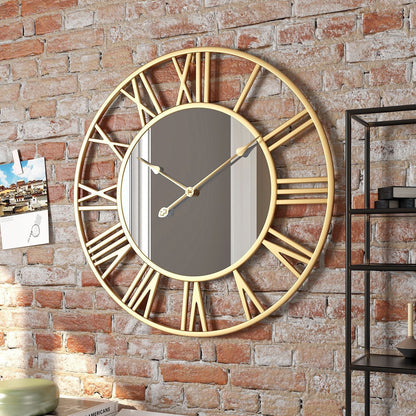 VintaMirror | Große Wanduhr Modern 39 cm Metall mit Spiegel 0