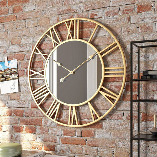 VintaMirror | Große Wanduhr Modern 39 cm Metall mit Spiegel 0