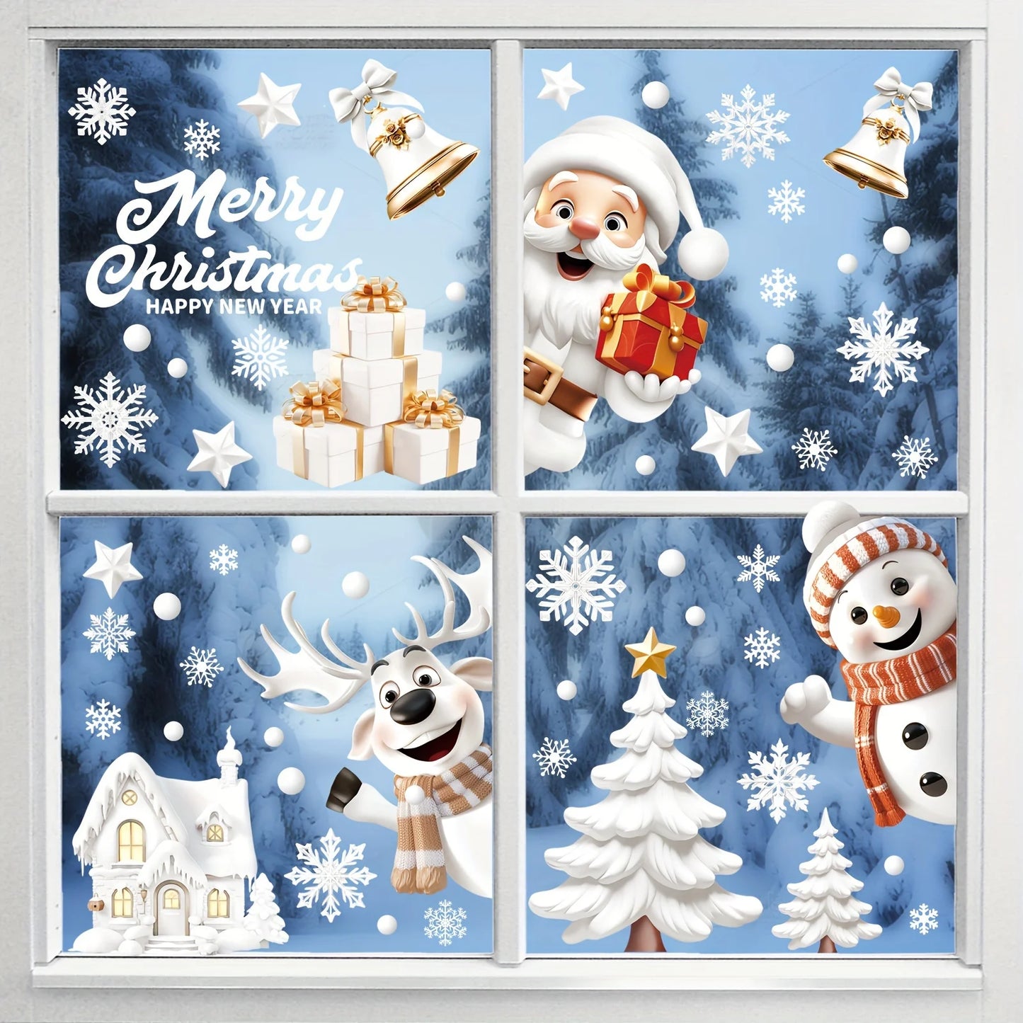 Weihnachts Fensterbilder Selbstklebend Set | Doppelseitige Fensteraufkleber 3