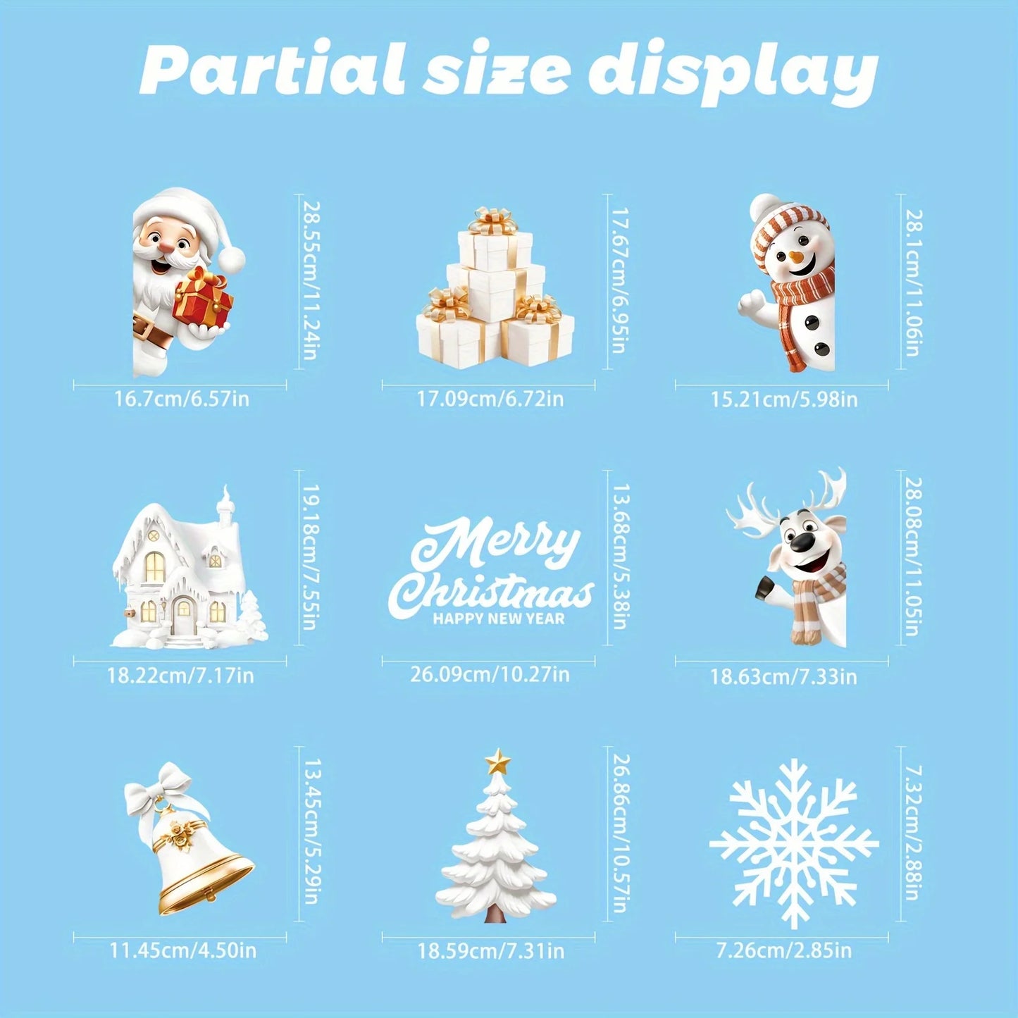 Weihnachts Fensterbilder Selbstklebend Set | Doppelseitige Fensteraufkleber 4