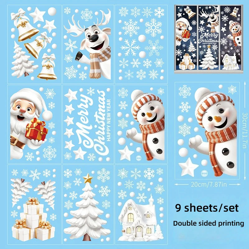 Weihnachts Fensterbilder Selbstklebend Set | Doppelseitige Fensteraufkleber 6