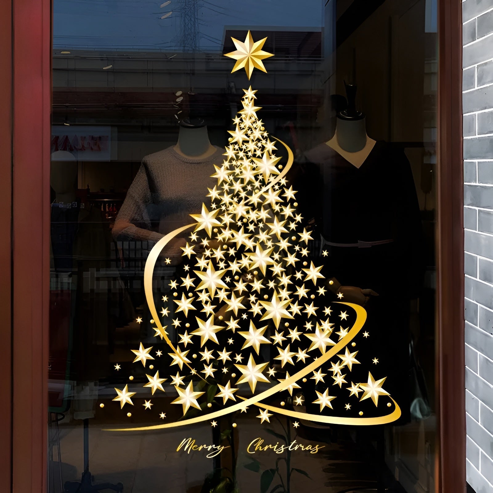 Weihnachtsfenster Aufkleber Gold | Dekorative PVC Sticker 1