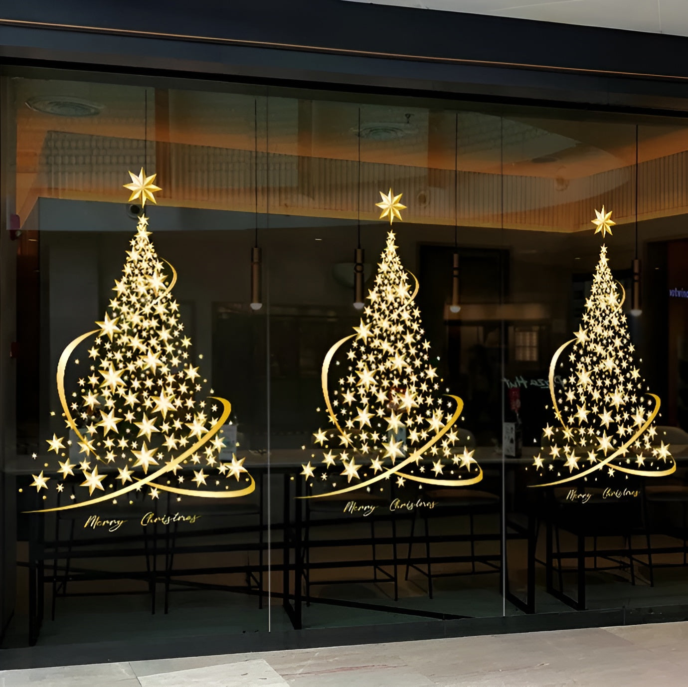 Weihnachtsfenster Aufkleber Gold | Dekorative PVC Sticker 3