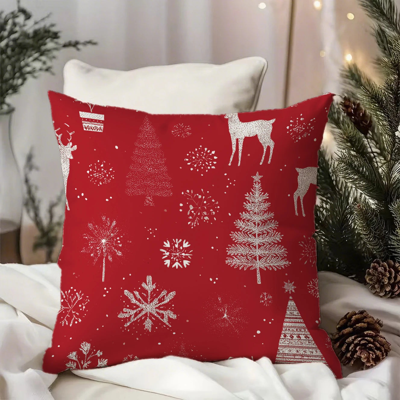 Weihnachtskissenbezug 40x40 | Dekorative Kissenhülle für Sofa 8