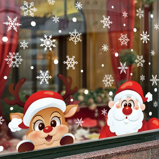 Weihnachtsmann und Rentier | Fensteraufkleber Set Selbstklebend 0