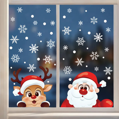 Weihnachtsmann und Rentier | Fensteraufkleber Set Selbstklebend 1