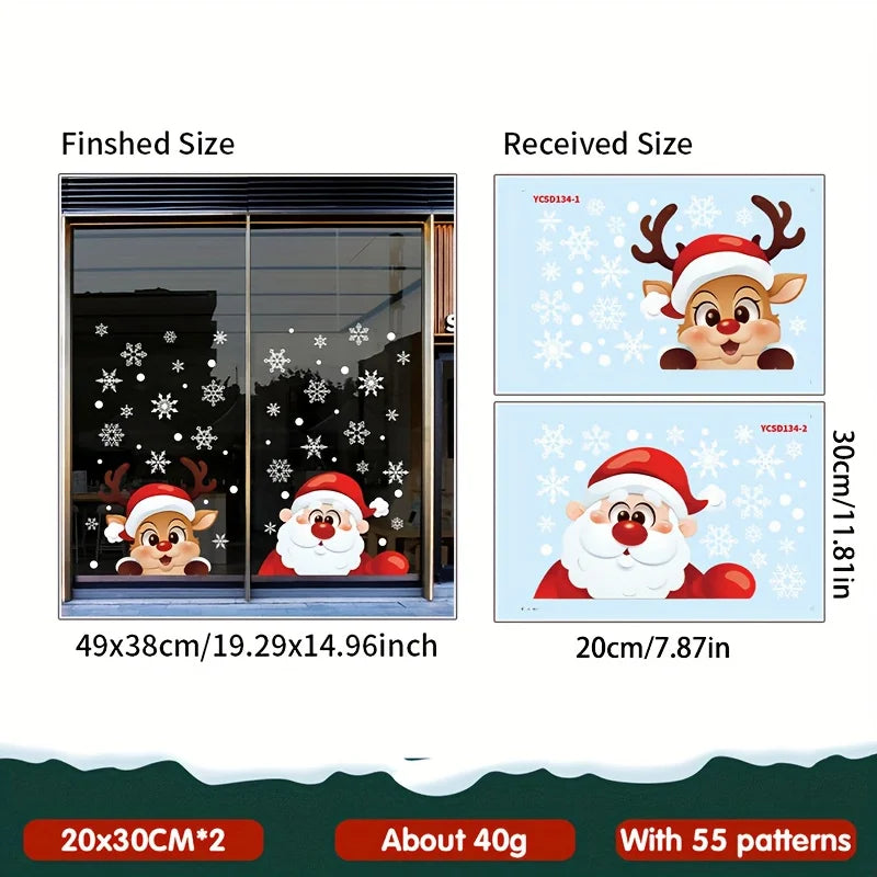 Weihnachtsmann und Rentier | Fensteraufkleber Set Selbstklebend 2