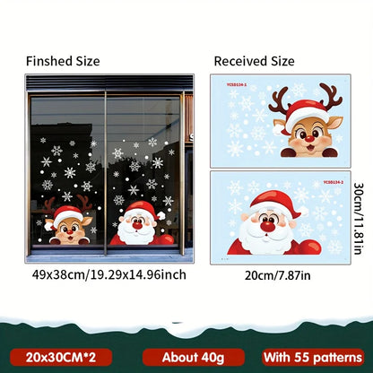 Weihnachtsmann und Rentier | Fensteraufkleber Set Selbstklebend 2
