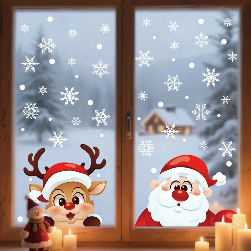 Weihnachtsmann und Rentier | Fensteraufkleber Set Selbstklebend 3