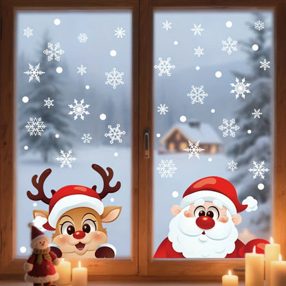 Weihnachtsmann und Rentier | Fensteraufkleber Set Selbstklebend 3