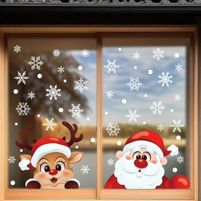 Weihnachtsmann und Rentier | Fensteraufkleber Set Selbstklebend 4