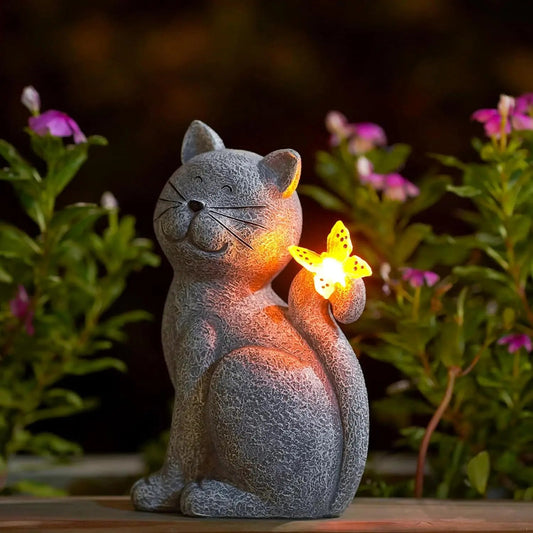 WhiskerGlow | Solar Katzenstatue für den Garten 0