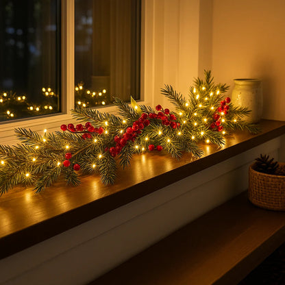 Winterbeergirlande Mit Beleuchtung | Weihnachtsgirlande 1,8 m 3