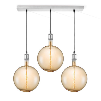 Hängelampe Chrom Vintage Globe 3 LED -dimmbar E27 bernsteinfarben