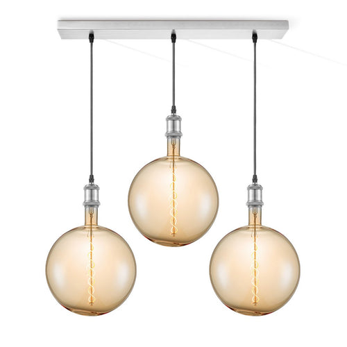 Hängelampe Chrom Vintage Globe 3 LED -dimmbar E27 bernsteinfarben