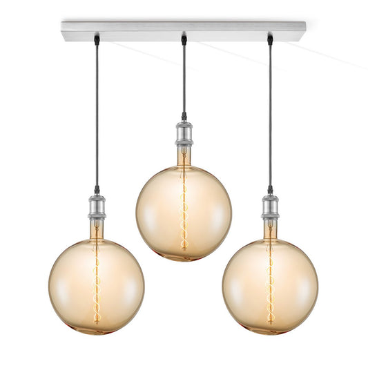 Hängelampe Chrom Vintage Globe 3 LED -dimmbar E27 bernsteinfarben