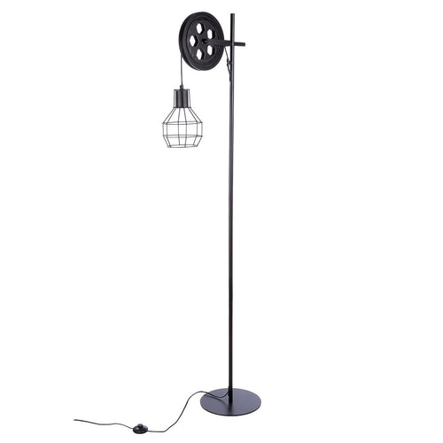 Stehleuchte „Cage“ aus schwarzem Metall – Moderne Metalllampe mit E27-Fassung & mattem Finish, 149 cm Höhe