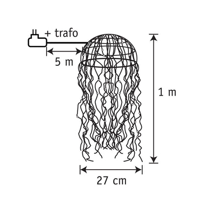 Kronleuchter Qualle mit warmweißer LED-Beleuchtung – L100 x Ø27 cm – Silber