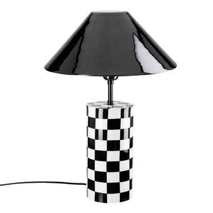 Tischleuchte zylindrisch Checkers, H.52 cm