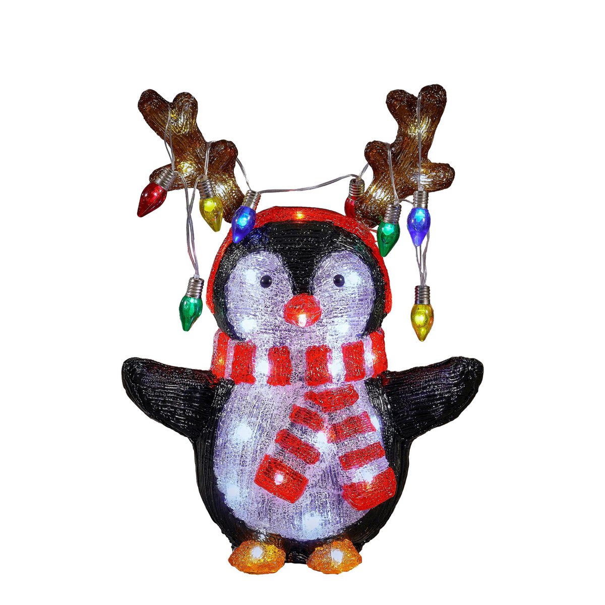 Weihnachtsbeleuchtung für den Außenbereich, Pinguin – L32 x B21 x H42 cm – Mehrfarbig