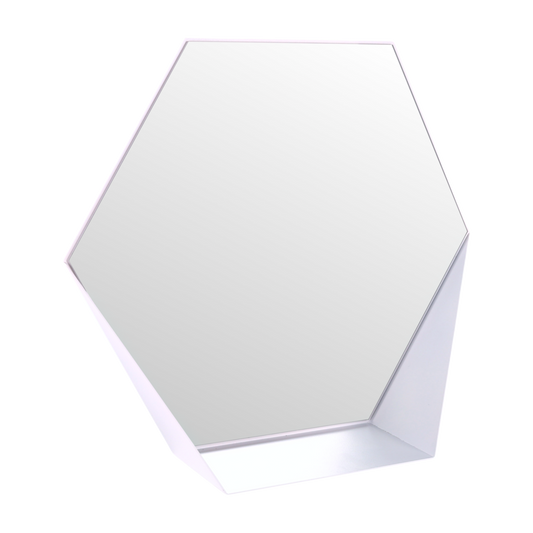 Gorillz Hive Wandspiegel mit Ablage – Hexagon-Spiegel – 60 x 52 cm – Industrial White