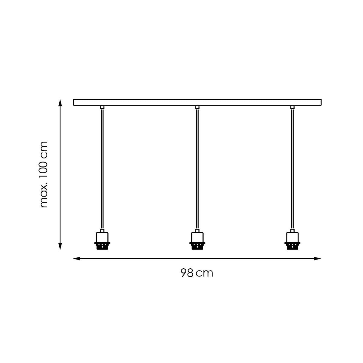 Hängelampe Beam 3 98/9,5/15-100 cm – Gebürsteter Stahl