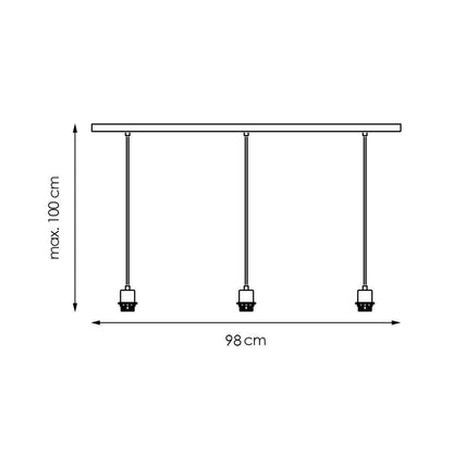 Hängelampe Beam 3 98/9,5/15-100 cm – Gebürsteter Stahl