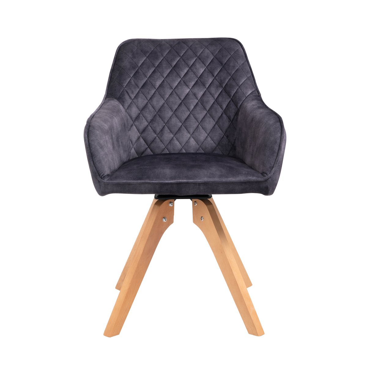 5-delige eethoek – eettafel in matgrijs met massief houten frame & 4 fluwelen armstoelen – retrodesign