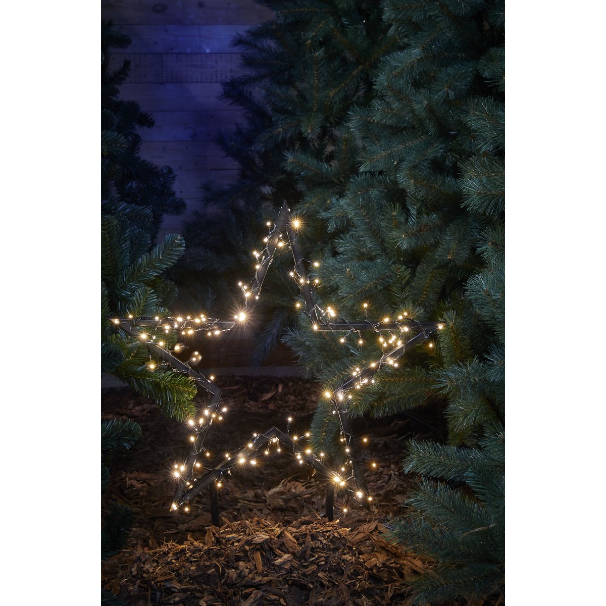 Garden d'Light Star Gartenstecker mit warmweißer LED-Beleuchtung – L60 x H73 cm – Schwarz