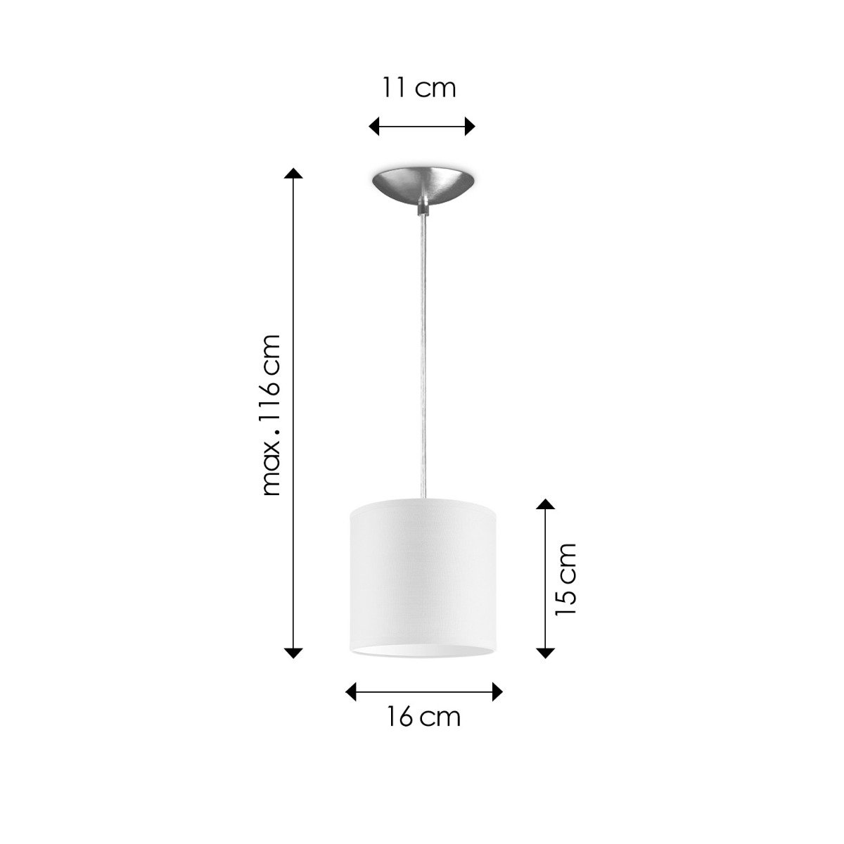 Hängelampe Bling mit Lampenschirm, E27, weiß, 16cm