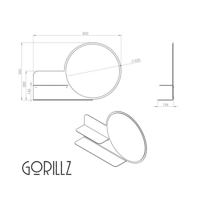 Gorillz Clever Wandspiegel – Runder Spiegel mit 2 Ablageflächen, Ø 52 cm, aus recyceltem Stahl, nachhaltig & modern