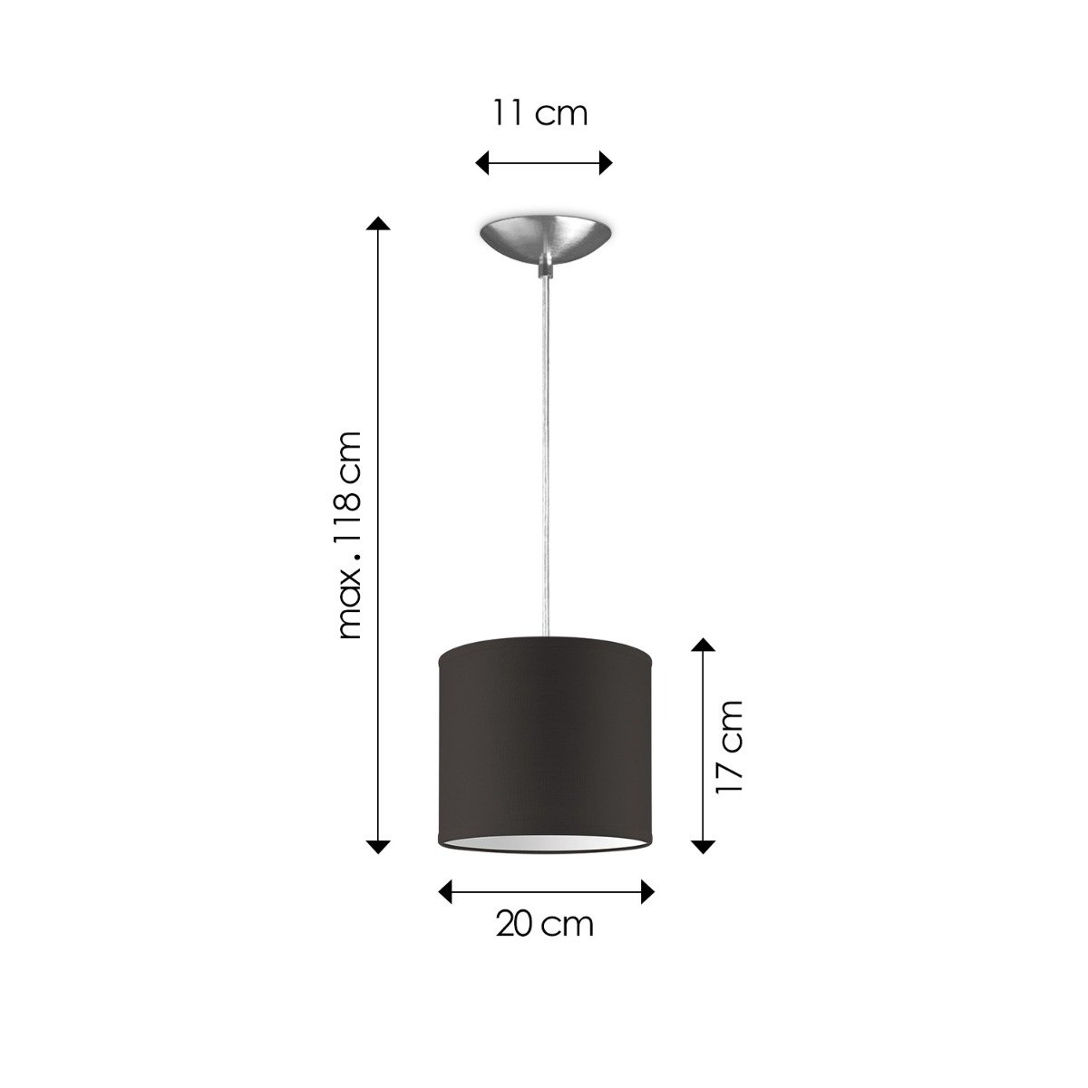 Hängelampe Bling mit Lampenschirm, E27, Schokolade, 20cm