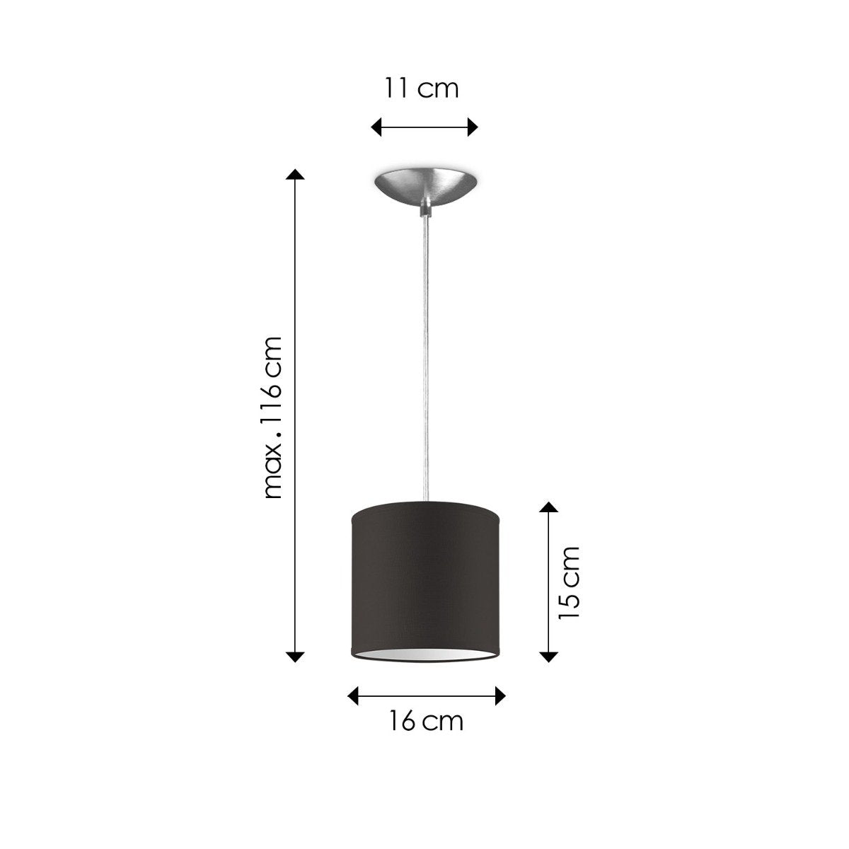 Hängelampe Bling mit Lampenschirm, E27, Schokolade, 16cm