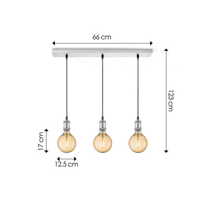 Hängelampe Chrom Vintage LED 3L G180 dimmbar E27 Bernstein