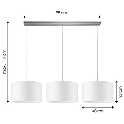 Home Sweet Home Hängelampe Beam 3L, E27, weißer Lampenschirm, 40cm