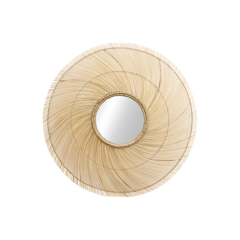 Runder Spiegel-120x5x120-Natur-Bambus