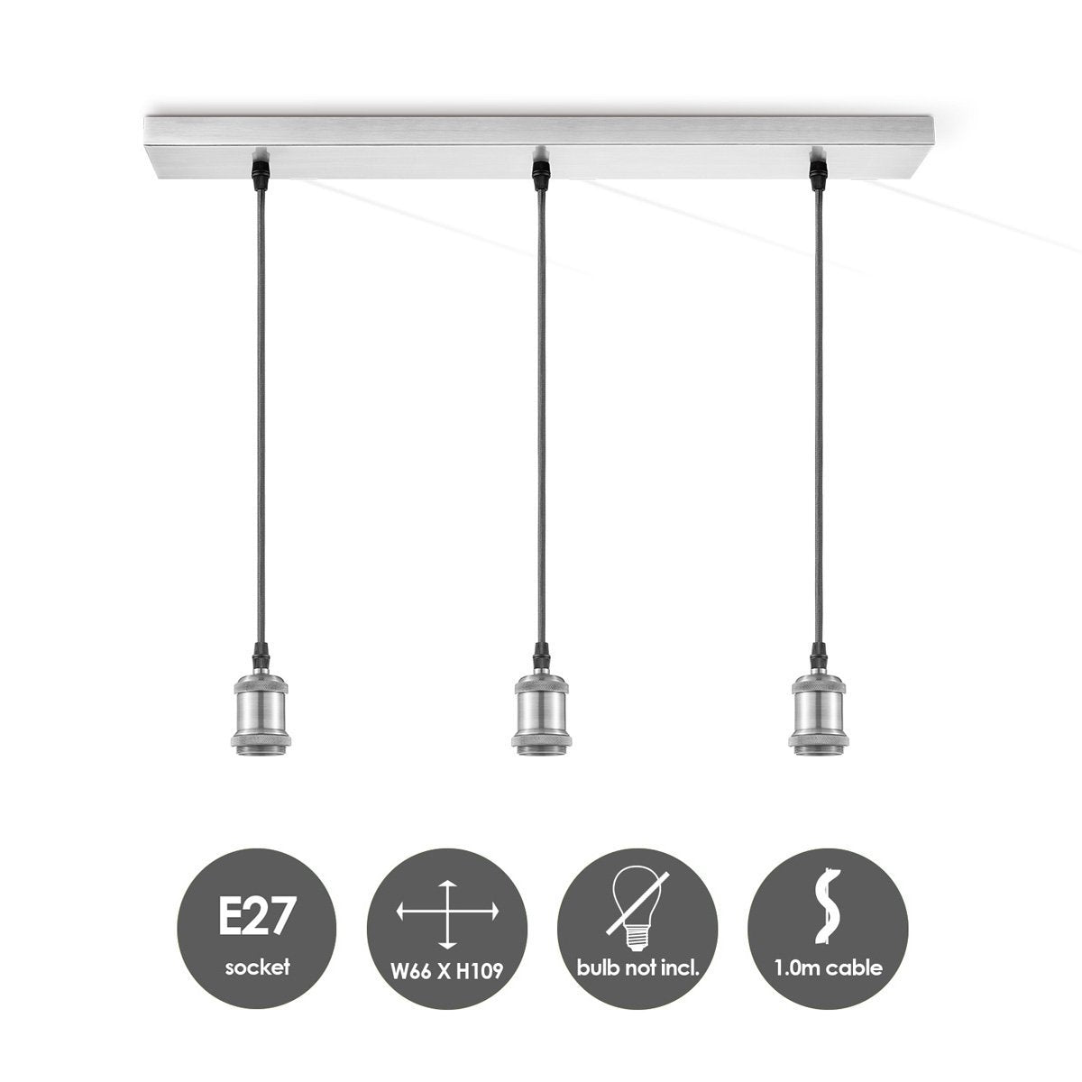 Hängelampe Basic Vintage – Gebürsteter Stahl – 66 x 12 x 109 cm