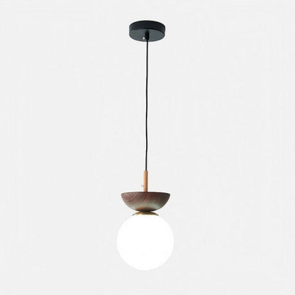 Variant image for Skandinavische Pendelleuchte aus Halbholz – Minimalistische Hängeleuchte für Esszimmer und Wohnzimmer, Schwarz oder Weiß, Ø 30 cm-3