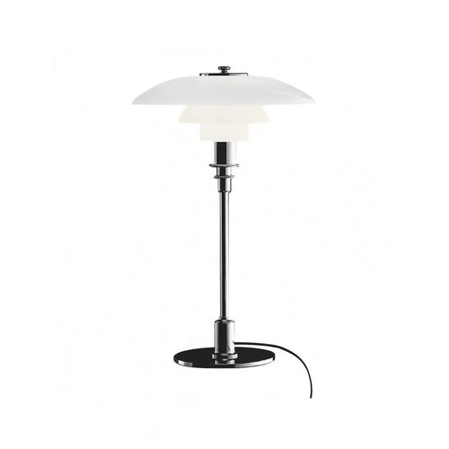 Moderne Disc Tischlampe aus Metall und Opalglas | Elegante Nachttischlampe mit Diffuser und Praktischem Tastschalter, 46 cm hoch-1