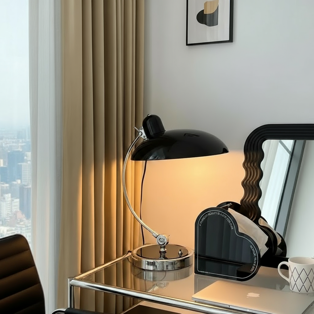 Lampa stołowa ScandiArc – lampa żelazna inspirowana stylem Bauhaus